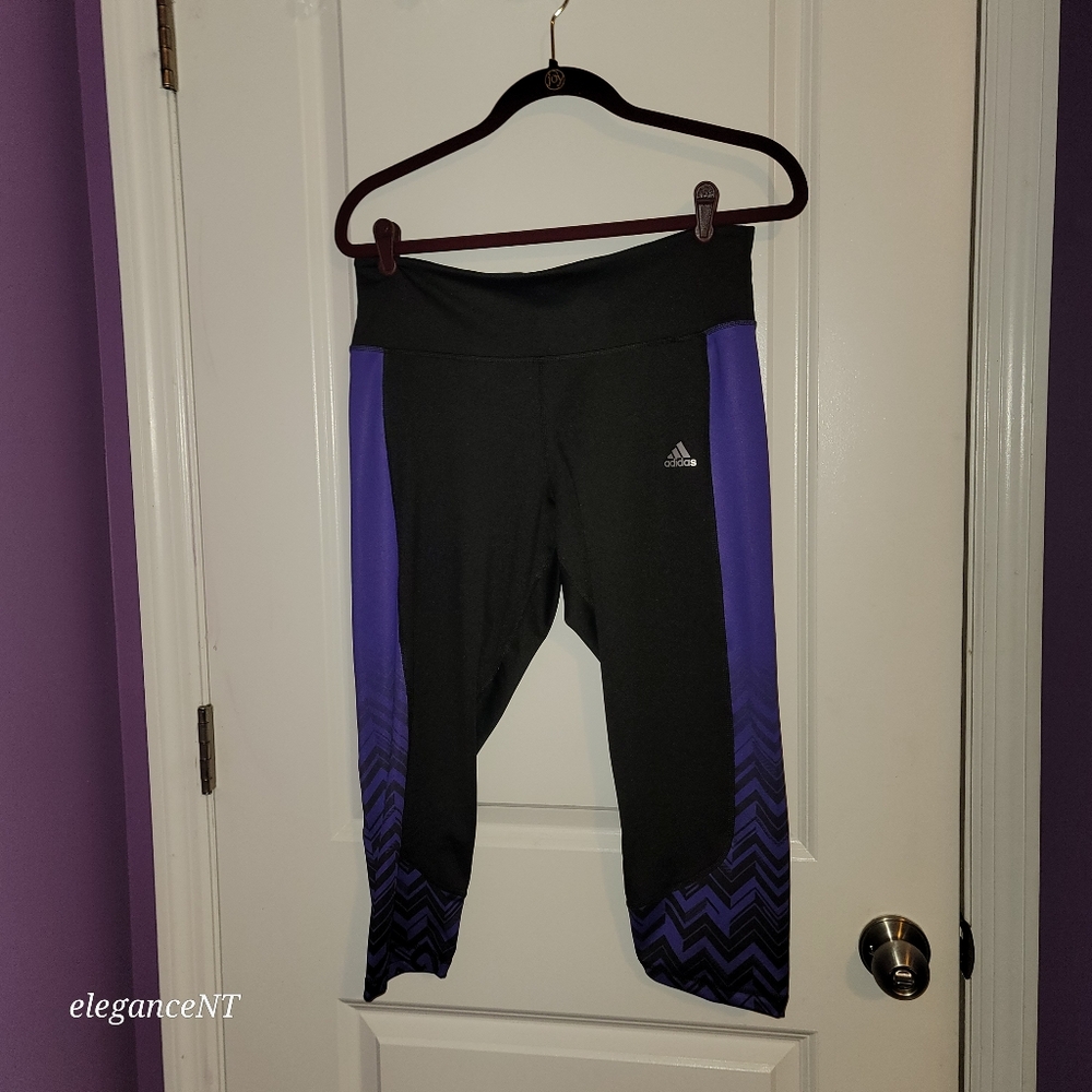 Adidas Black/Purple Climate Capri performance pants sz: XL NWT - Picture 7 of 7